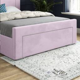 KDMD Lyminge Upholstered Pink Soft Velvet Designer Bed Frame - Size: Small Single - thumbnail 6