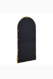 Living and Home 60cm W x 120cm H Gold Floral Carved Metal Frame Arch Wall Mirror Art Deco Vanity Mirror - Size: 60 cm W x 120 cm H - thumbnail 4