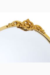 Living and Home 60cm W x 120cm H Gold Floral Carved Metal Frame Arch Wall Mirror Art Deco Vanity Mirror - Size: 60 cm W x 120 cm H - thumbnail 5