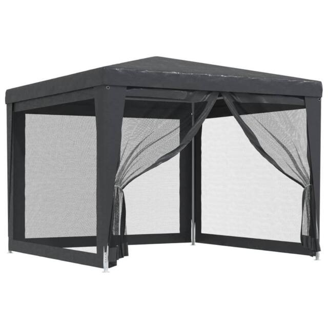 Berkfield Home Party Tent with 4 Mesh Sidewalls Anthracite 3x3 m HDPE in Dark Grey - image 1