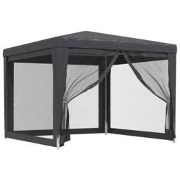 Berkfield Home Party Tent with 4 Mesh Sidewalls Anthracite 3x3 m HDPE in Dark Grey - thumbnail 1