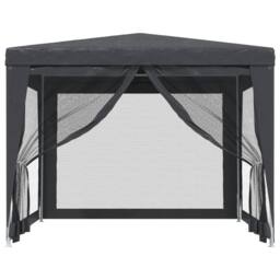Berkfield Home Party Tent with 4 Mesh Sidewalls Anthracite 3x3 m HDPE in Dark Grey - thumbnail 3