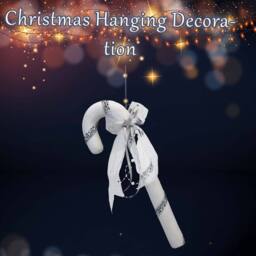 VFM e-Store Christmas Velvet Candy Cane Decoration 41cm x 14cm Silver X 1 - Size: 41 cm x 14 cm - thumbnail 3