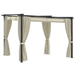 Berkfield Home Gazebo with Curtains 3x3 m Cream Steel in Beige - thumbnail 1