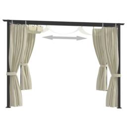 Berkfield Home Gazebo with Curtains 3x3 m Cream Steel in Beige - thumbnail 3