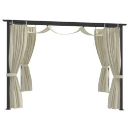 Berkfield Home Gazebo with Curtains 3x3 m Cream Steel in Beige - thumbnail 2