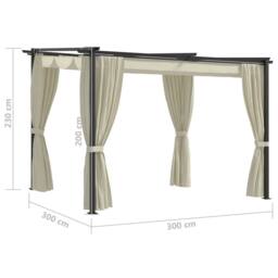 Berkfield Home Gazebo with Curtains 3x3 m Cream Steel in Beige - thumbnail 4