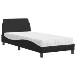 Berkfield Home Bed with Mattress Black Single Faux Leather - thumbnail 2