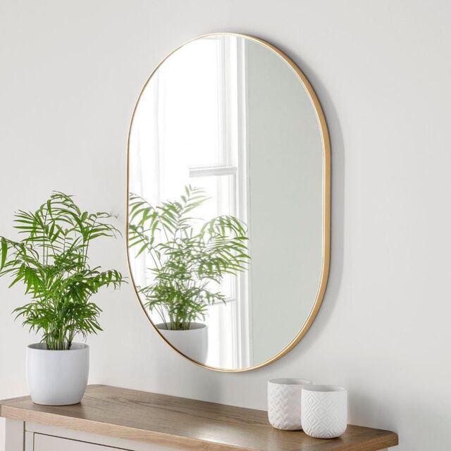 Yearn Mirrors Minimal Oval Mirror Gold 80(h) x 60cm(w) - image 1