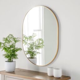 Yearn Mirrors Minimal Oval Mirror Gold 80(h) x 60cm(w) - thumbnail 1