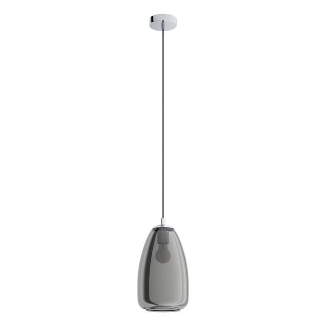 Loops Pendant Light Colour Chrome Shade Black Transparent Glass Vaporized E27 1x40W - image 1