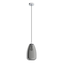 Loops Pendant Light Colour Chrome Shade Black Transparent Glass Vaporized E27 1x40W - thumbnail 1