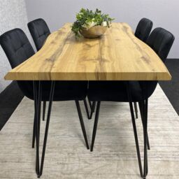 KOSY KOALA Brown Wooden Dining Table with 4 Black Chairs - Dining Kitchen Room Furniture - thumbnail 9