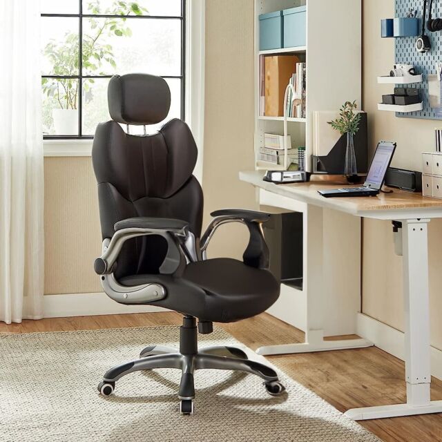 SONGMICS Gaming Chair with Headrest Tilt Function Foldable Arms Height in Black - image 1