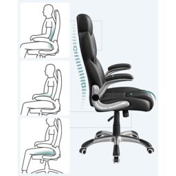 SONGMICS Gaming Chair with Headrest Tilt Function Foldable Arms Height in Black - thumbnail 5