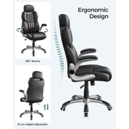 SONGMICS Gaming Chair with Headrest Tilt Function Foldable Arms Height in Black - thumbnail 4