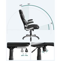 SONGMICS Gaming Chair with Headrest Tilt Function Foldable Arms Height in Black - thumbnail 7