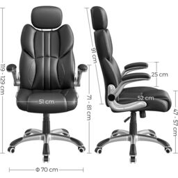 SONGMICS Gaming Chair with Headrest Tilt Function Foldable Arms Height in Black - thumbnail 2