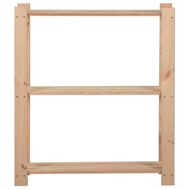 Berkfield Home 3-Tier Storage Rack 80x28.5x90 cm Solid Pinewood in Natural - image 1