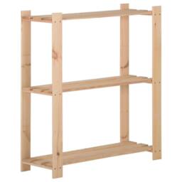 Berkfield Home 3-Tier Storage Rack 80x28.5x90 cm Solid Pinewood in Natural - thumbnail 2