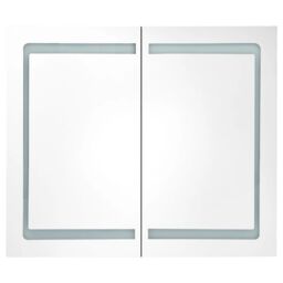 Berkfield Home LED Bathroom Mirror Cabinet Shining Grey 80x12x68 cm - Size: 80 x 12 x 68 cm - thumbnail 4