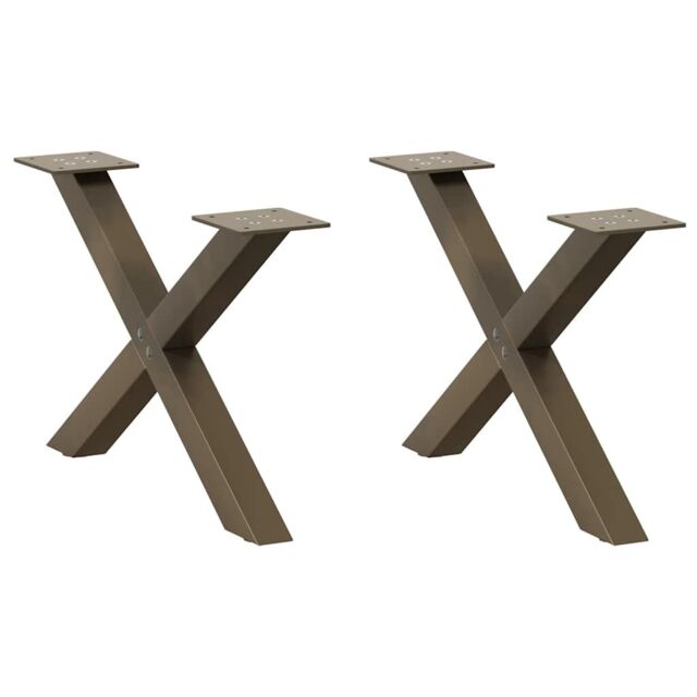 Berkfield Home Coffee Table Legs X-Shaped 2 pcs Natural Steel 50x(30-31) cm Steel in Brown - image 1