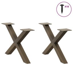 Berkfield Home Coffee Table Legs X-Shaped 2 pcs Natural Steel 50x(30-31) cm Steel in Brown - thumbnail 3