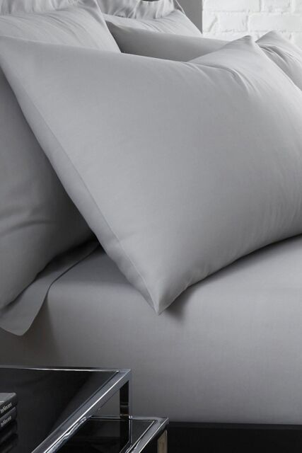 Serene 'Plain Dyed' Soft Touch Pair of Housewife Pillowcases in Silver - Size: Standard Pillow Case - image 1