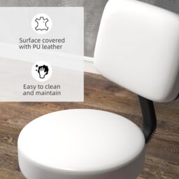 HOMCOM Beautician's Adjustable Swivel Salon Chair Padded Seat Back 5 Wheels in White - thumbnail 4