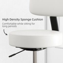 HOMCOM Beautician's Adjustable Swivel Salon Chair Padded Seat Back 5 Wheels in White - thumbnail 6