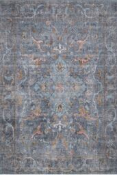 Kukoon Blue Distressed Soft Washable & Liquid Repellent Living Room Area Rug in Mid Blue - Size: 240 cm x 330 cm - thumbnail 2