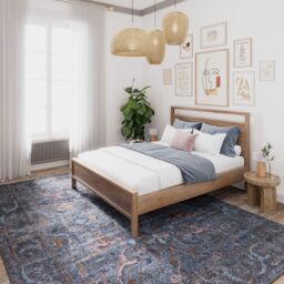 Kukoon Blue Distressed Soft Washable & Liquid Repellent Living Room Area Rug in Mid Blue - Size: 240 cm x 330 cm - thumbnail 3