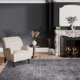 Kukoon Blue Distressed Soft Washable & Liquid Repellent Living Room Area Rug in Mid Blue - Size: 240 cm x 330 cm - thumbnail 4
