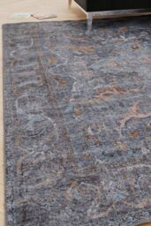 Kukoon Blue Distressed Soft Washable & Liquid Repellent Living Room Area Rug in Mid Blue - Size: 240 cm x 330 cm - thumbnail 1