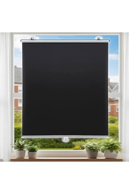 Living and Home 125cm H Set of 2 Roller Blinds Window Shades in Black - Size: 50 cm - image 1