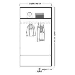 MN Furniture Cuba Sliding Mirror Wardrobe - LED Light 90cm x 200cm in Light Oak - Size: 90 cm x 200 cm - thumbnail 4