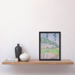 Artery8 Claude Monet Framed Wall Art Print Poplars Pink Effect Landscape - Size: A4 - thumbnail 2