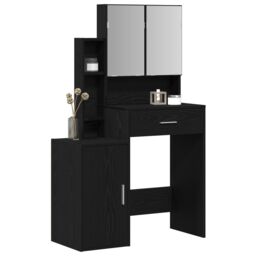 Berkfield Home Dressing Table with Mirror&LED Lights Black Oak Engineered Wood - thumbnail 3