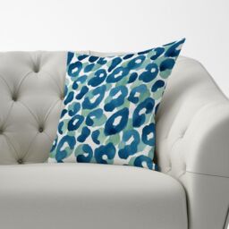 Warren Reed - Designer Watercolour Leopard Print Cushions in Blue - Size: 45 cm x 45 cm - thumbnail 3