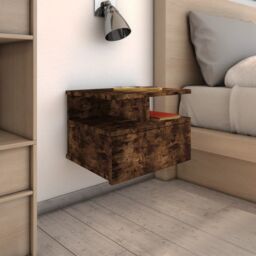 Berkfield Home Floating Nightstand 2 pcs Smoked Oak 40x31x27 cm Engineered Wood in Brown - Size: 40 x 31 x 27 cm - thumbnail 1