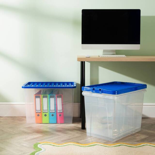 Wham Crystal 80L Clear Box & Stronger Lid PK3 in Blue - image 1