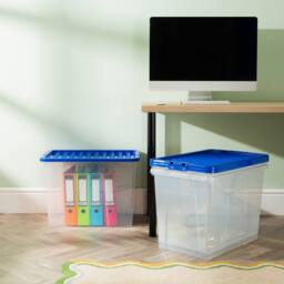 Wham Crystal 80L Clear Box & Stronger Lid PK3 in Blue