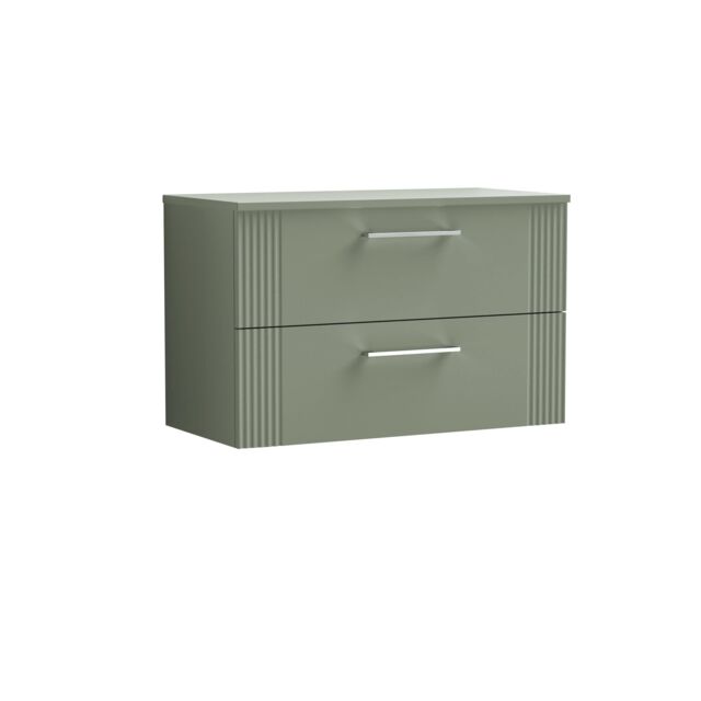 Balterley 2 Drawer Wall Hung Vanity Unit Colour Match Worktop, Green 800mm - image 1