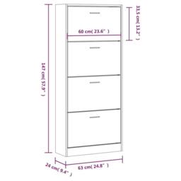 Berkfield Home Shoe Cabinet Grey Sonoma 63x24x147 cm Engineered Wood - Size: 63 x 24 x 147 cm - thumbnail 8