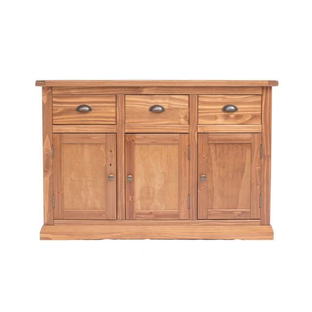 Cabinet Bits Tirolo Lacquered 3 Drawer 3 Door Sideboard Brass Cup Handle in Brown - image 1