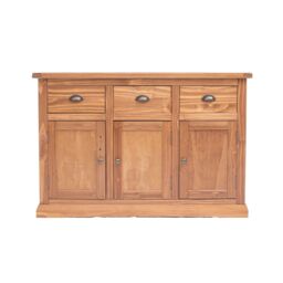 Cabinet Bits Tirolo Lacquered 3 Drawer 3 Door Sideboard Brass Cup Handle in Brown