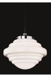 Netlighting Art 1 Light Ceiling Pendant Chrome Opal White Glass E27 in Grey - thumbnail 2