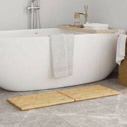 Berkfield Home Bath Mats 2 pcs 50x35 cm Bamboo in Brown - thumbnail 3