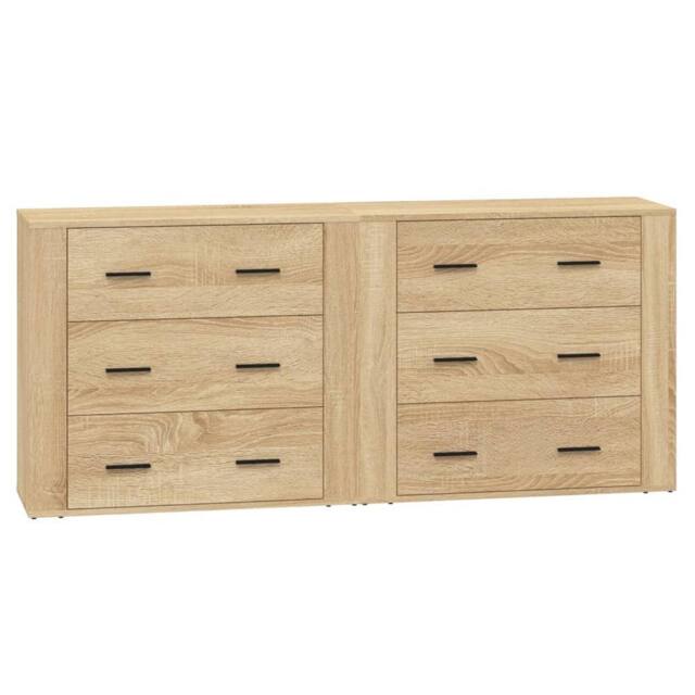 Berkfield Home Sideboards 2 pcs Sonoma Oak Engineered Wood in Light Tan - image 1