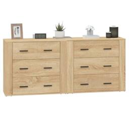 Berkfield Home Sideboards 2 pcs Sonoma Oak Engineered Wood in Light Tan - thumbnail 4